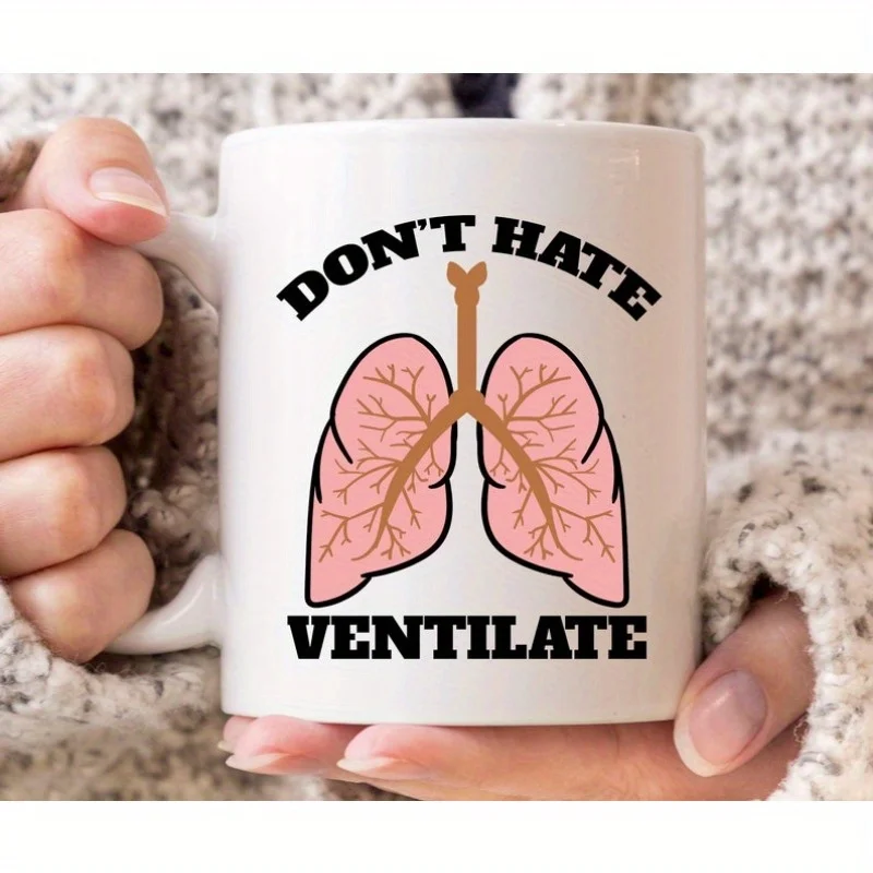 

Don't Hate Ventilate Mug, Asthma Awareness Coffee Cup For Men Women Fighting Respiratory Problem, Pulmonary Inhaler Gift Idea