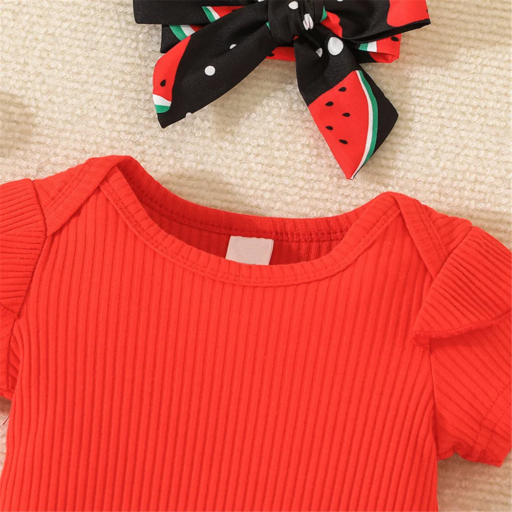 ZAFILLE Sommer Kinder Mädchen Kleidung Solide Bodysuit + Wassermelone Druck Strap Kleid Party Kleinkind Baby Kostüm Schöne Mädchen Kleidung