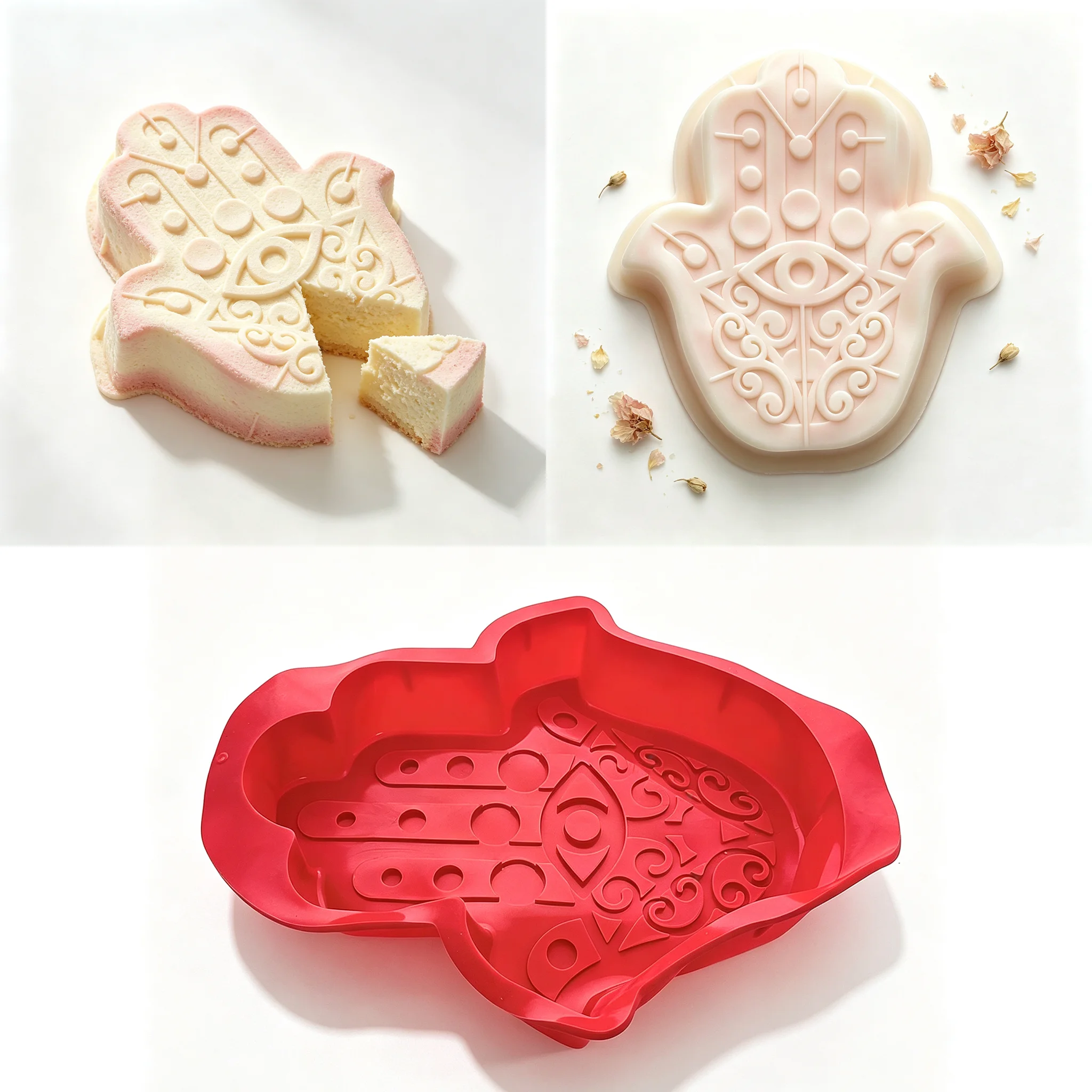 Hamsa-Hand Silikon-Backform mit Böses-Auge-Muster Kuchenform für Mousse-Kuchen Schokolade Gelee Dessert DIY Backzubehör für Zuhause – Detail 1