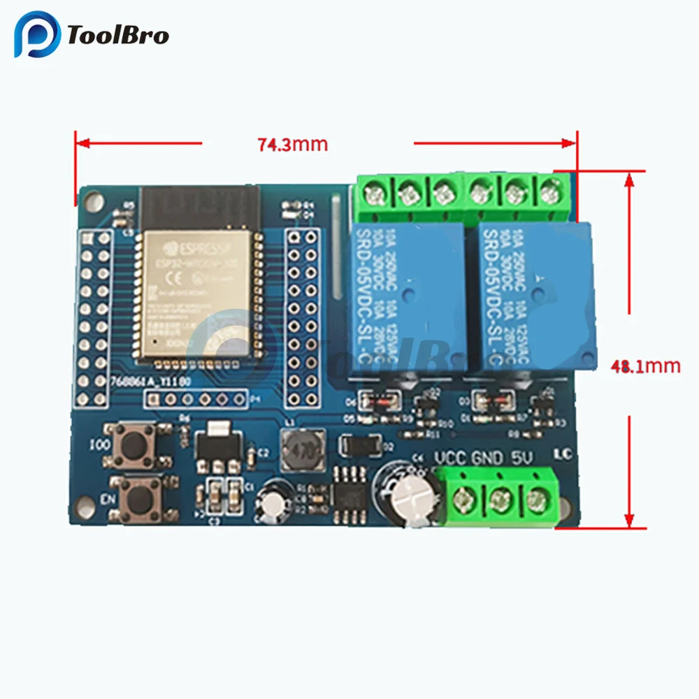 ESP32 5V 12V Relay Board Dual Channel Wireless WIFI Relay Module ESP32-WROOM Development Board DC5-60V for Arduino Power Supply