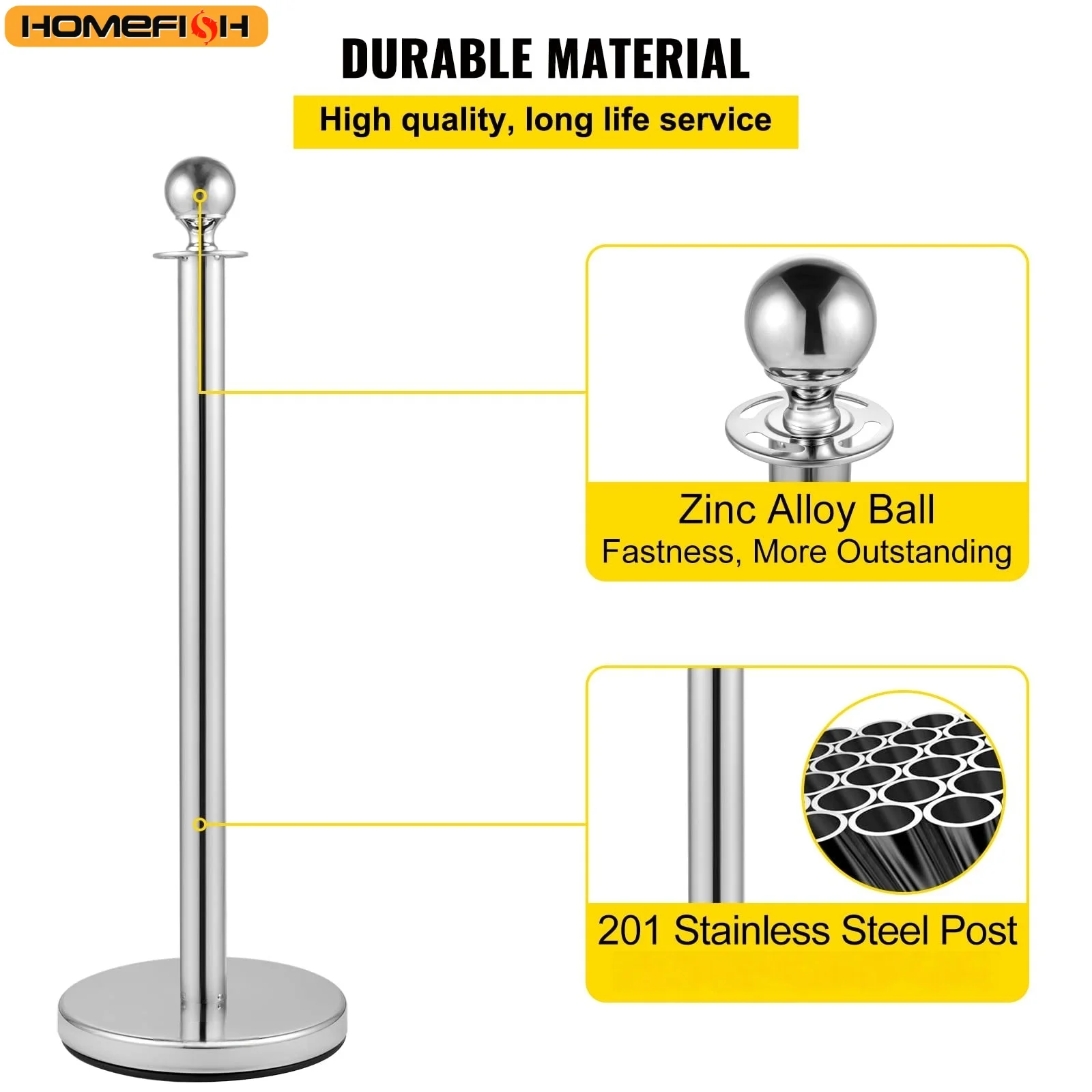 SucceBuy 38Inch Gold Silver Stanchion Posts Queue Red Velvet Rope Crowd Control Line Barriers w/ Stable Base for Party Supplies