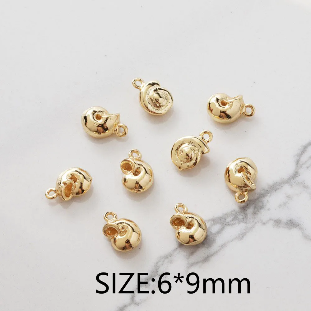 6PCS Dainty Small Conch Shell-shaped Charms Necklace for Jewelry Making Pendant DIY Hand Made Brass 14k Gold Filled