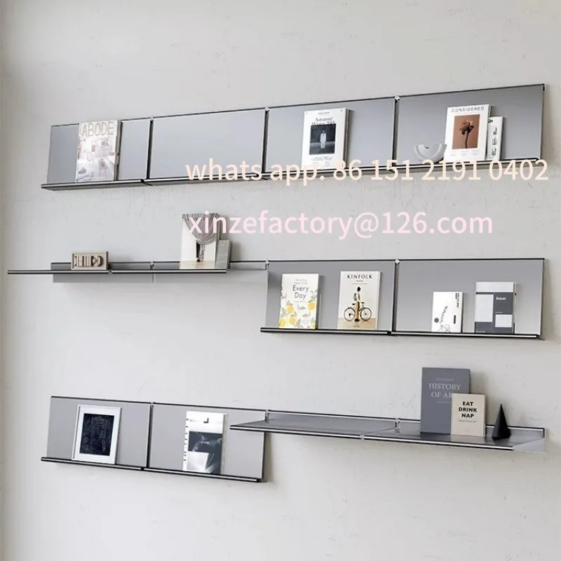 

Customizable medieval wall wall hanging stainless steel shelf one-word shelf living room background wall display shelf