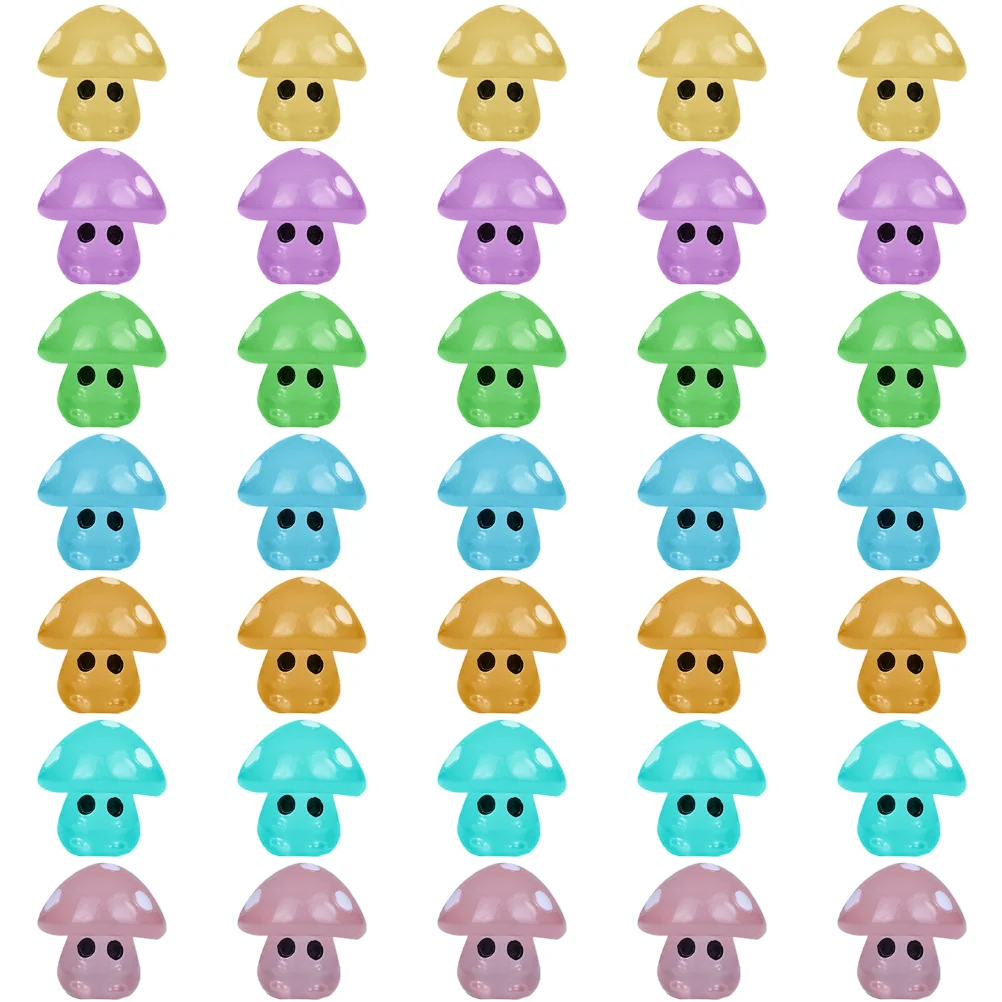 

35 Pcs Glow-in-the-dark Mushroom Ornaments Mushrooms Fairy Assorted Patio Decor Resin Baby Dollhouse Flowerpot
