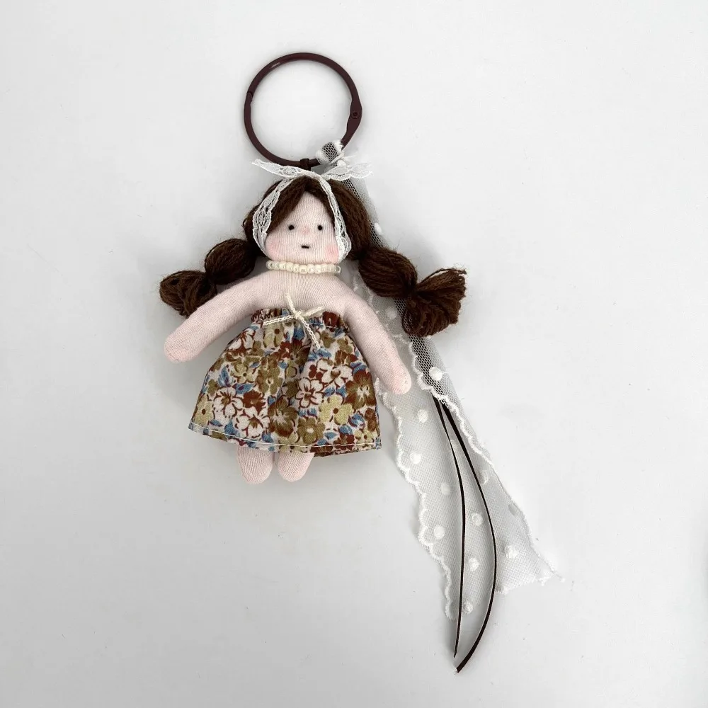 

Модные брелоки в форме принцессы для девочек с кружевом и цветочным принтом, платье, сумка с орнаментом, сумка, автомобильный кулон, брелок в форме девушки, ключ