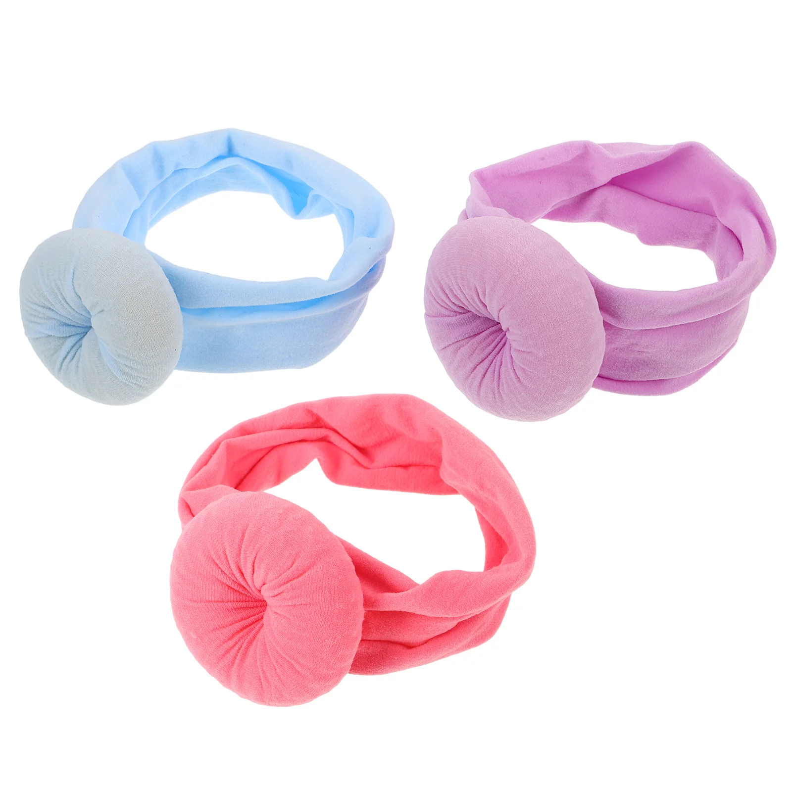 

3Pcs Baby Nylon Headbands Solid Donut Design Soft Stretchy Hair Accessories Comfortable Headwear for Newborn Toddler Girls