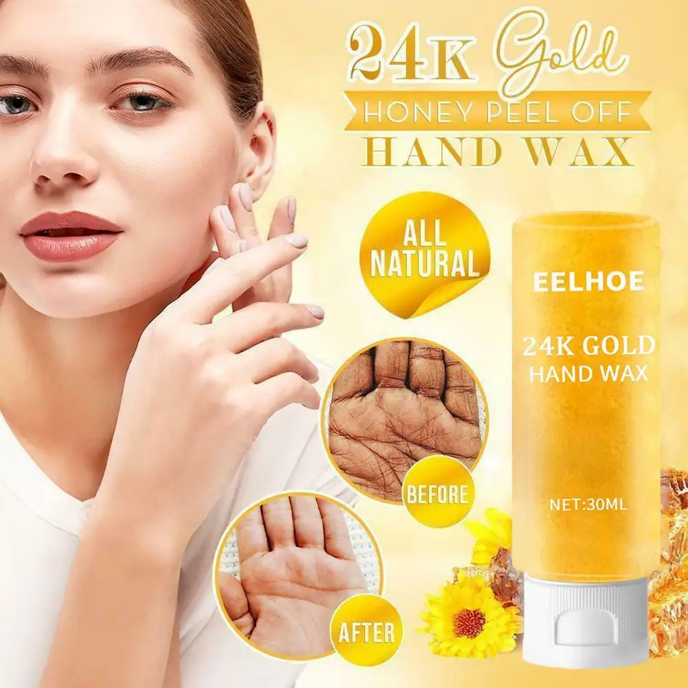 Honigwachs-Handcreme, feuchtigkeitsspendendes Peeling, glattes, straffendes, feuchtigkeitsspendendes Gel, 30 g, für Hände, 24-karätige Gold-Handmaske, zart