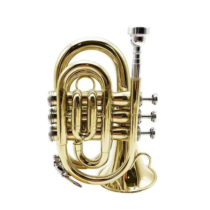 Trompeta de Palma de alto grado B, Trompeta profesional plana, Mini Cornet, Trompeta de tres tonos, principiante, música a la venta