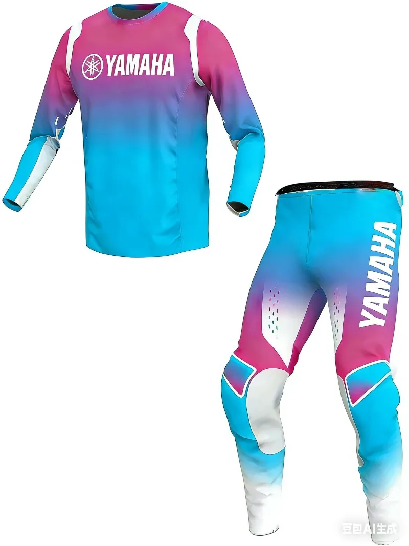 Summer Hot Selling Yamaha Fashion Trend Candy Colored Long Sleeved Pants Set  Men Women Protection Motorcycle Riding Sportswear