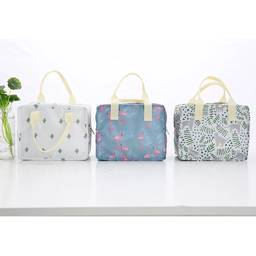 

22x18cm Insulated Lunch Bag Thermal Storage Pouch Cute Cactus Print Portable Cooler Bag for Work Travel Snacks Sandwiches Drinks