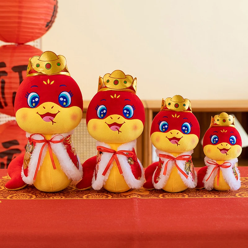 16/20/25/30cm Kawaii Zodiac Yuanbao Red Cloak Snake Plush Animal Doll Snake Year Mascot Cute Snake Stuffed Doll Home Decoration