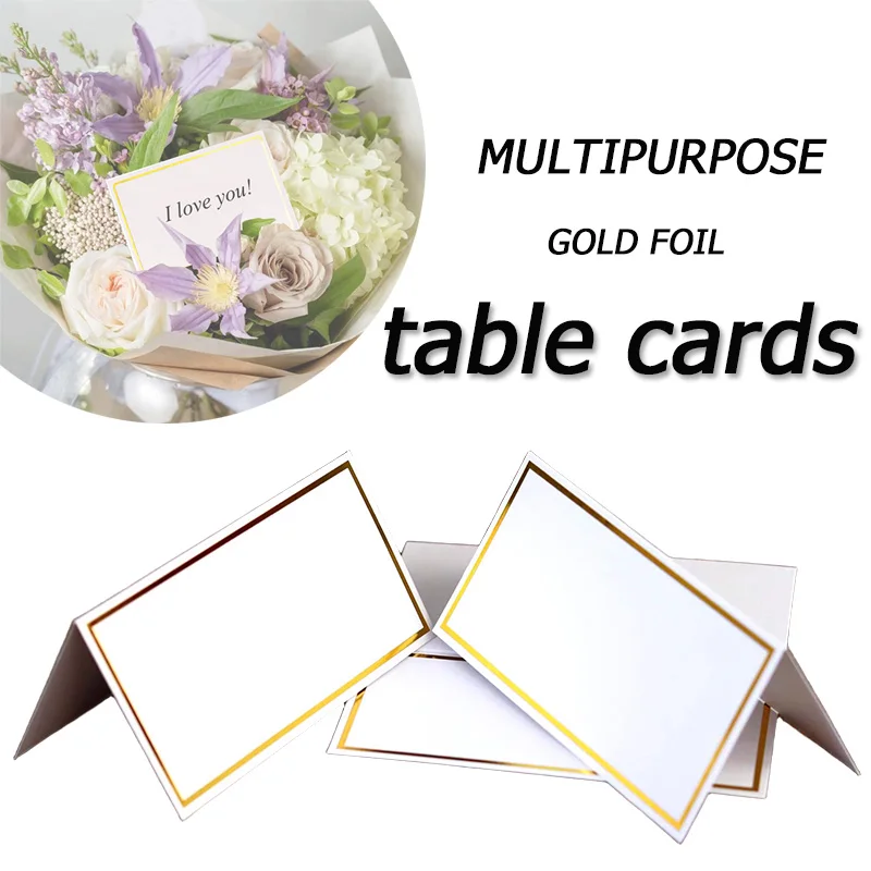 50/100 Stück Goldfolien-Tischkarte, Hochzeitsname, Gästekarte, Sitz, Namenskarte, Blumenstrauß, Geschenk, Kartonkarten für Mehrzweck