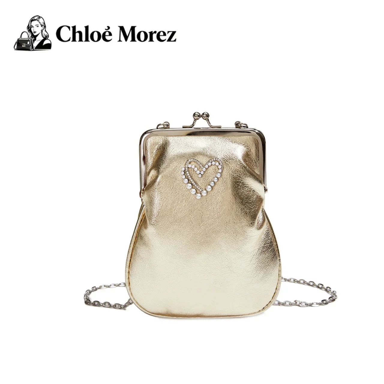 

Popular Silver Small Bag, Versatile Chain Crossbody Bag, Mini Clip on Water Bag Purses and Handbags