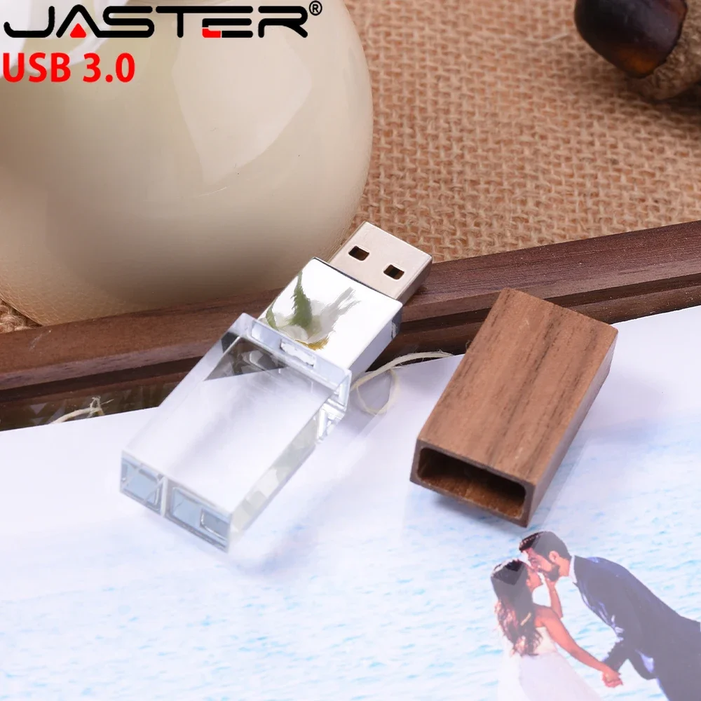 Photo Album Transparent Box Crystal USB 3.0 Flash Drive (1pc Free Custom Logo) Memory Stick Pen Tray Photography Wedding Gift