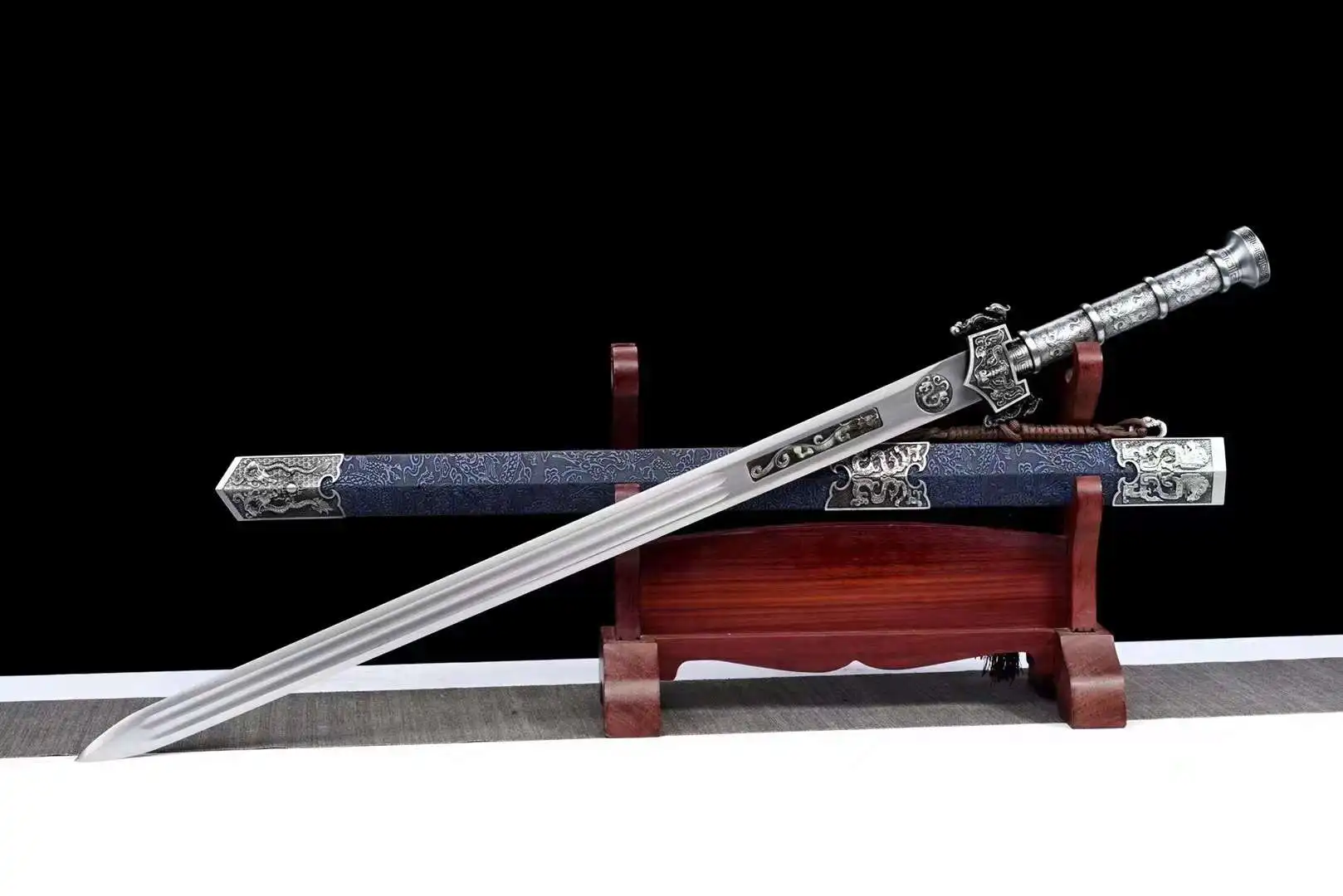 Chinese Kungfu Divine Light Battle Sword, Real Handmade, Multi Refined High Manganese Steel Blade, Unsharp