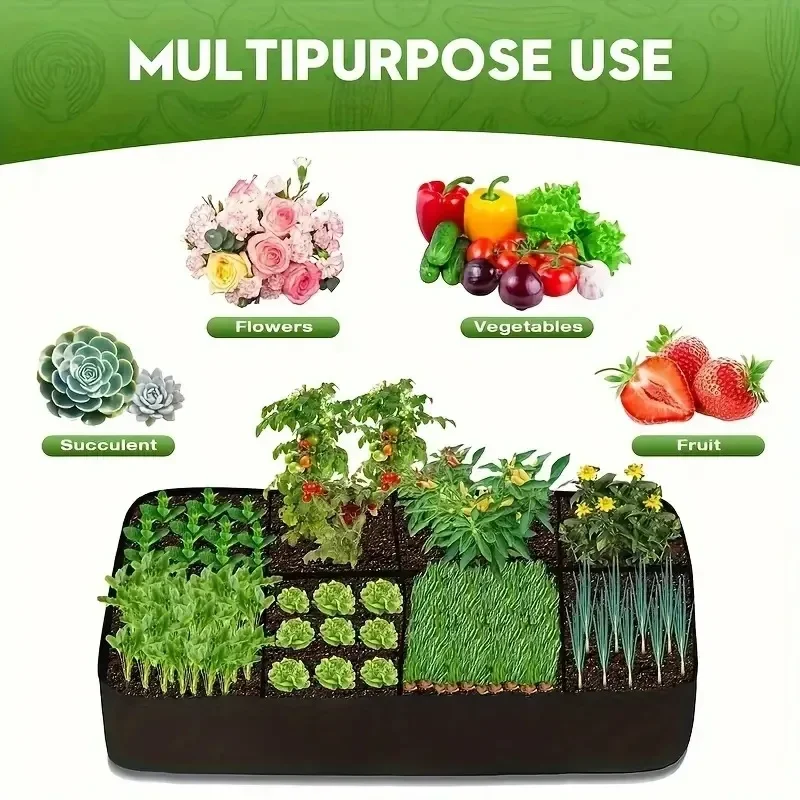128 gallon planting bag seedling bed, multi grid flowerpot, rectangular planting bag, eight mouth seedling bed