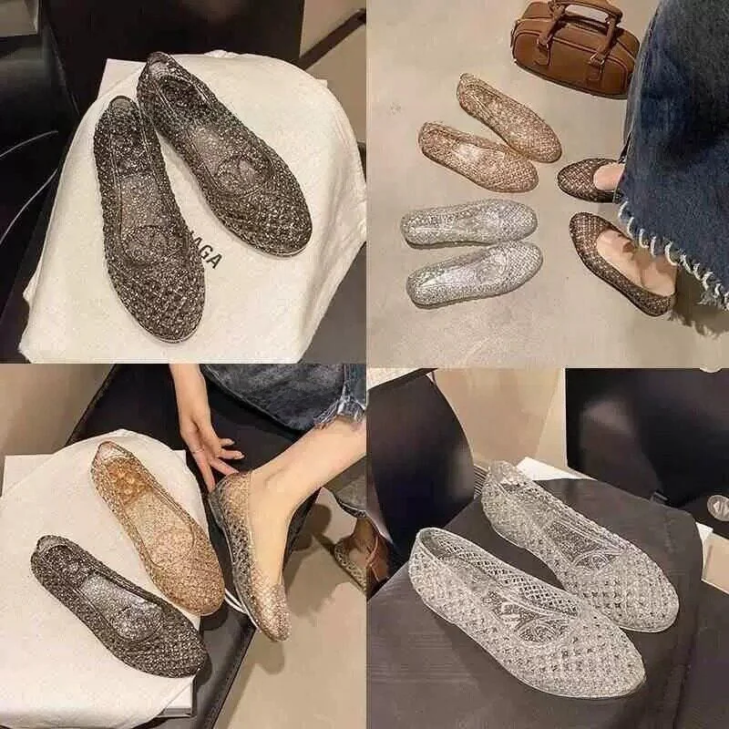 Women's 2026 New Crystal Transparent Slip-On Slippers Anti-Slip Deodorant Flat Outdoor Wear Mom Sandals Comfortable Home Slip...