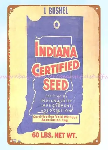 collectible home accents 1970 INDIANA CERTIFIED SEED CORN FARM metal tin sign