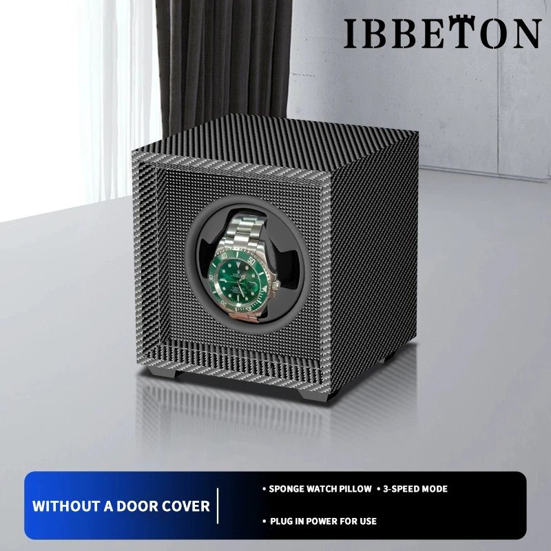 IBBETON Luxury Wood Watch Winder High-End 1 2 4 6 Slot Automatic Watches Box Carbon Fiber Texture With Mute Motor Watch Automati