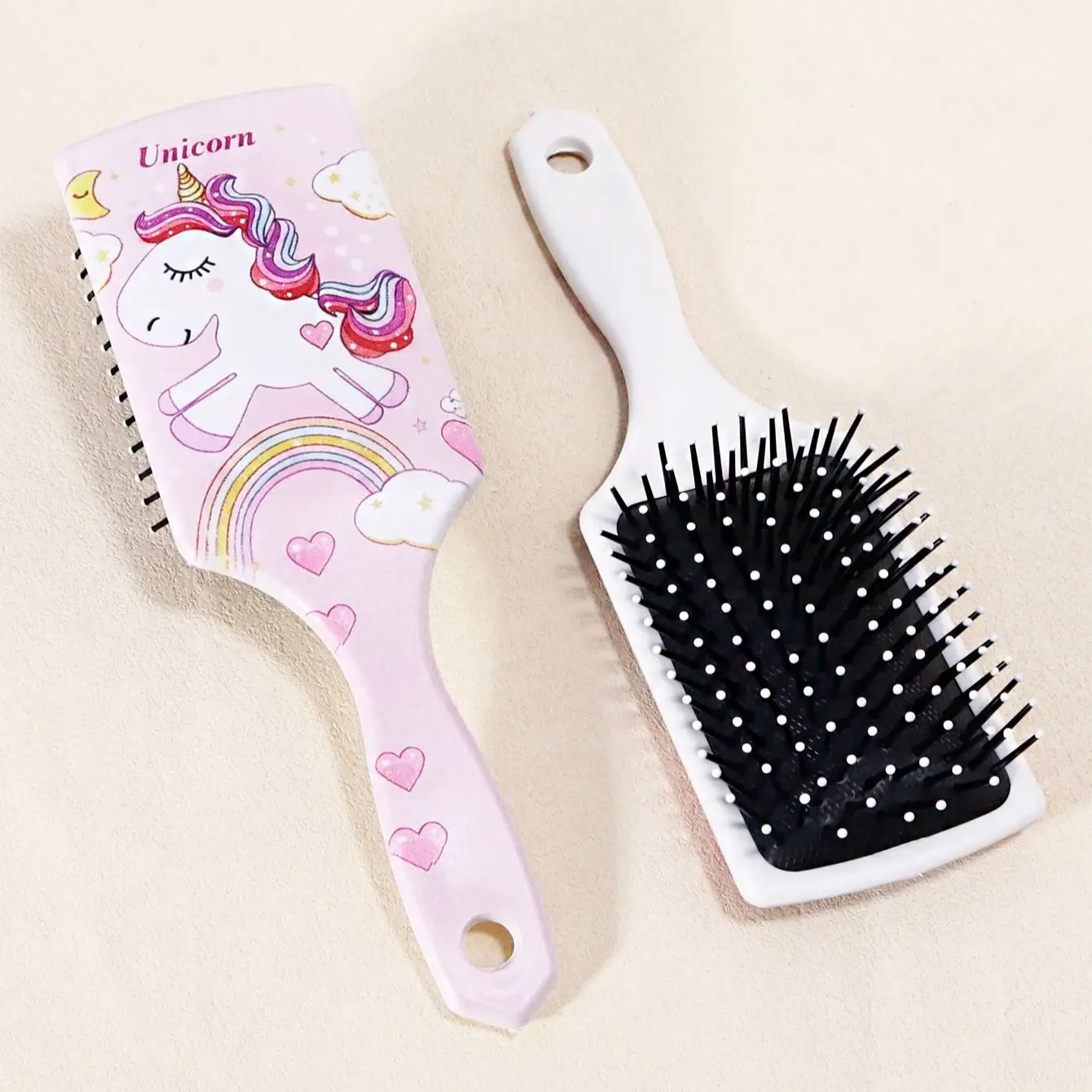 

1pc scalp massage comb, fun rainbow unicorn and heart-shaped pattern, anti-static exfoliating comb,Special for real hair wigs