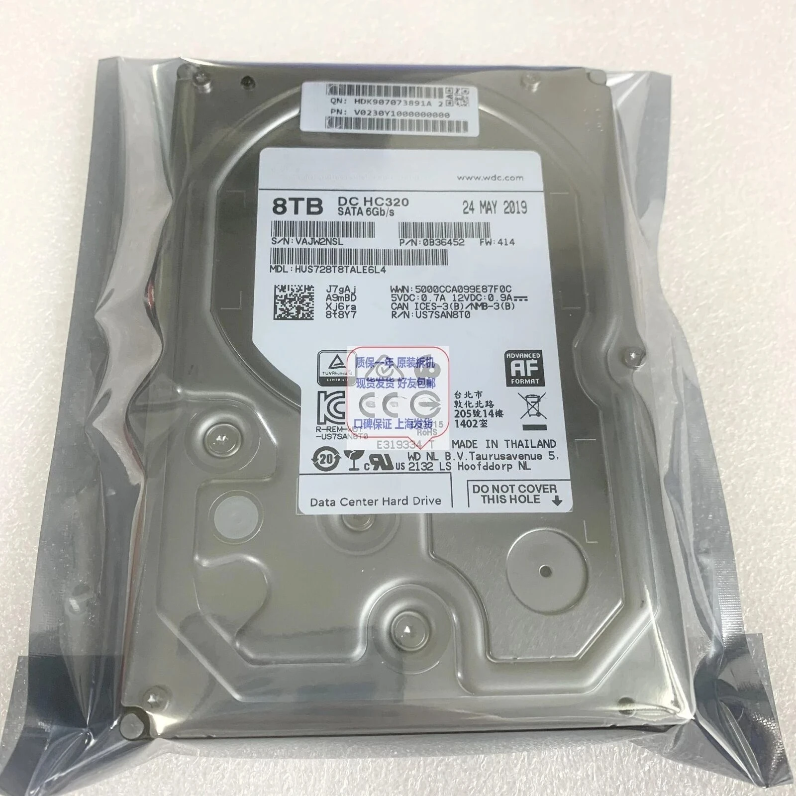 

V0230Y100 WD HUS728T8TALE6L4 8TB Enterprise SATA Hard Drive Used