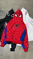 Sudaderas con capucha con estampado de araña para hombre y mujer, chaqueta de manga larga con cremallera de Hip Hop, abrigos Y2k para Otoño e Invierno, Sudadera con capucha holgada informal Harajuku