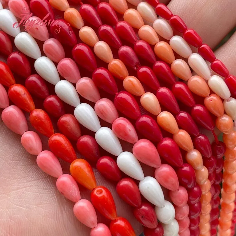 Drop Coral Red Pink White Orange Spacer Loose Bead Natural Stone 15 inch for DIY Accessories Necklace Bracelet Jewelry Making