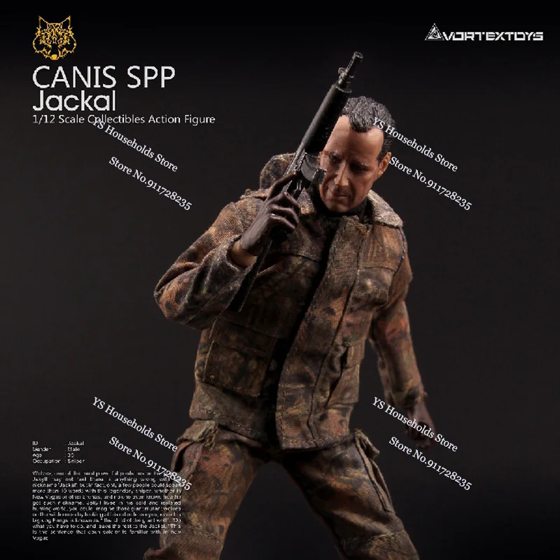 VORTEXTOYS-V00011 1/12 CANIS éventuelles P Jackal Moveable Man Action Figure, Fusil, Arme, Accessoire, 6 ", Ensemble Complet, Poupées Militaires à Collectionner