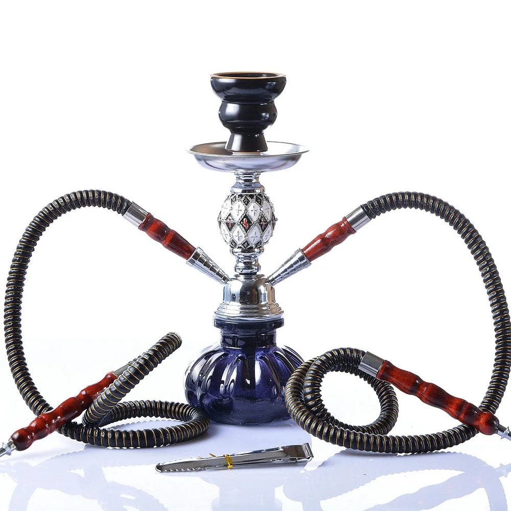 Arabic Hookah Set Double Hose Diamond Inlaid Pumpkin Glass Hookah Complete Mini Shisha Kit For Home Bar Party Gathering