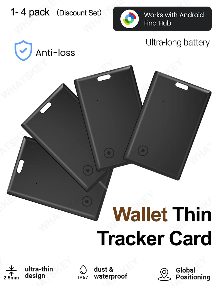 1-4Pack Wallet Anti-loss Card Android Location Tracking GPS 