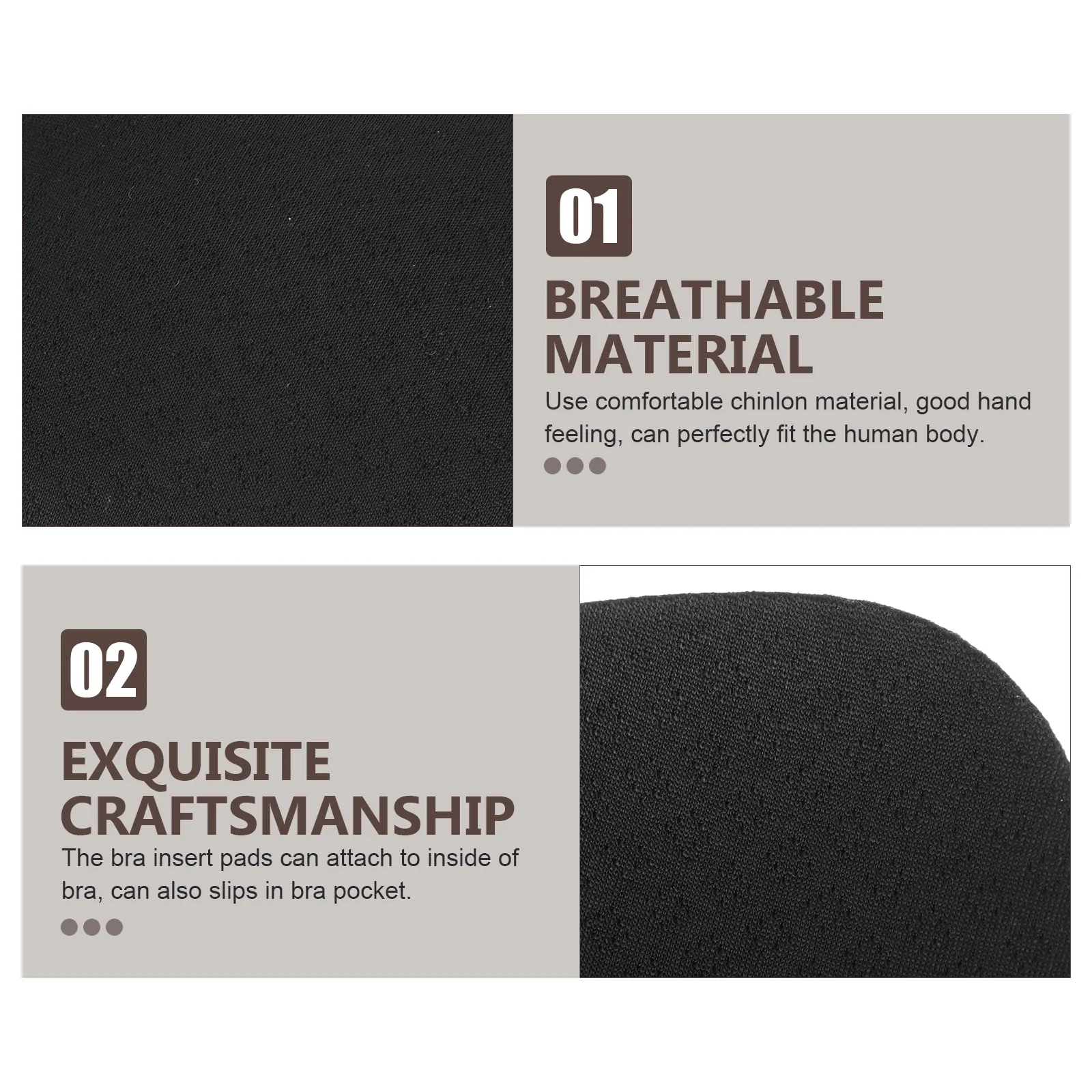 

4pcs Breast Pads Black Skin L Size Sports Bra Inserts Reusable Washable Bra Inserts Pads Accessories