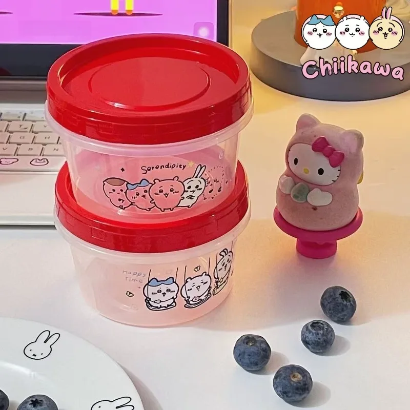 

Chiikawa Series Hachiware Usagi Round Crisper Box Convenient Out-of-home Fruit Cereal Yogurt Storage Box Cute Gift