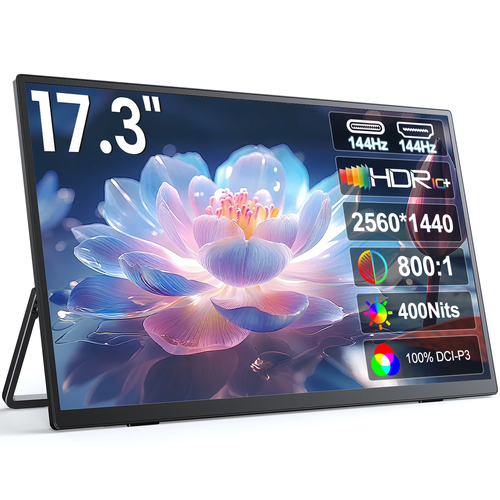 

Портативный игровой монитор UPERFECT 2K, 144 Гц, 17,3 дюйма, 400 нит, второй внешний экран ноутбука QLED, дисплей ПК, USB-C HDMI с VESA