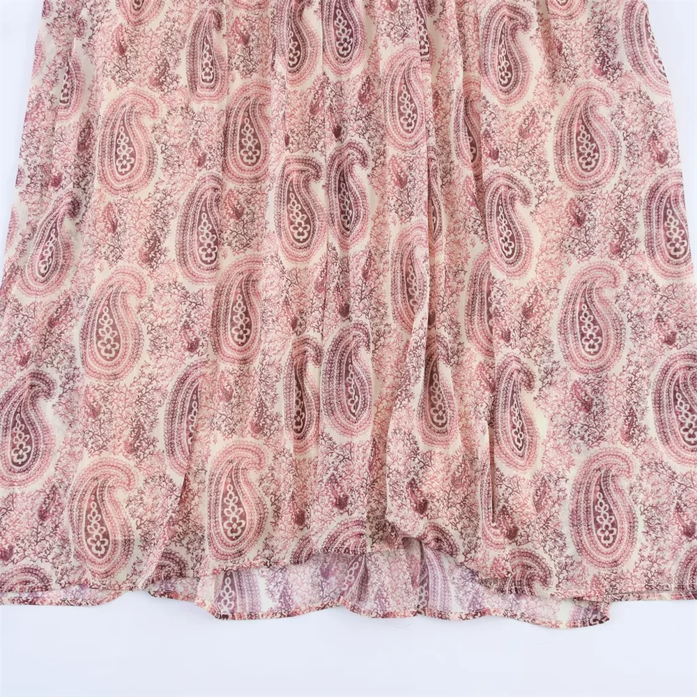 Bm & md & za2025temperament em camadas impressão decorativa solta manga longa com decote em v vestido verão nova chegada roupas femininas