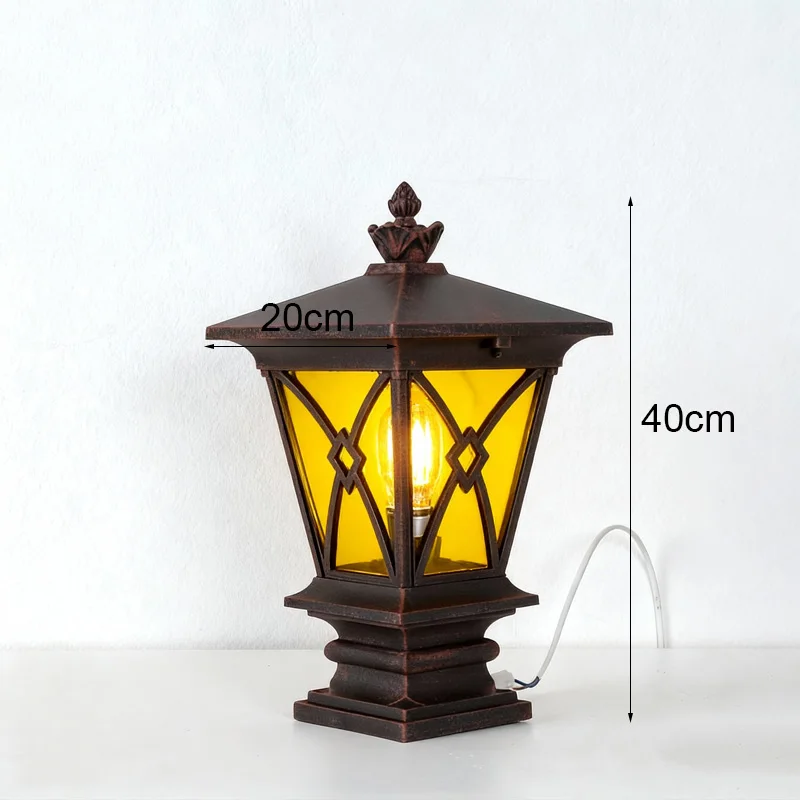 European Style Waterproof Outdoor Wall Lights Retro Courtyard Column Headlights for Garden Villa Exterior Decor