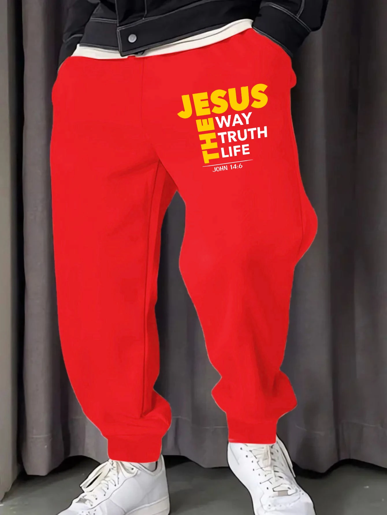 

Мужские спортивные штаны с принтом Иисуса The Way Truth Life, модные брюки с карманами, универсальные флисовые длинные брюки, осенние спортивные штаны в стиле хип-хоп