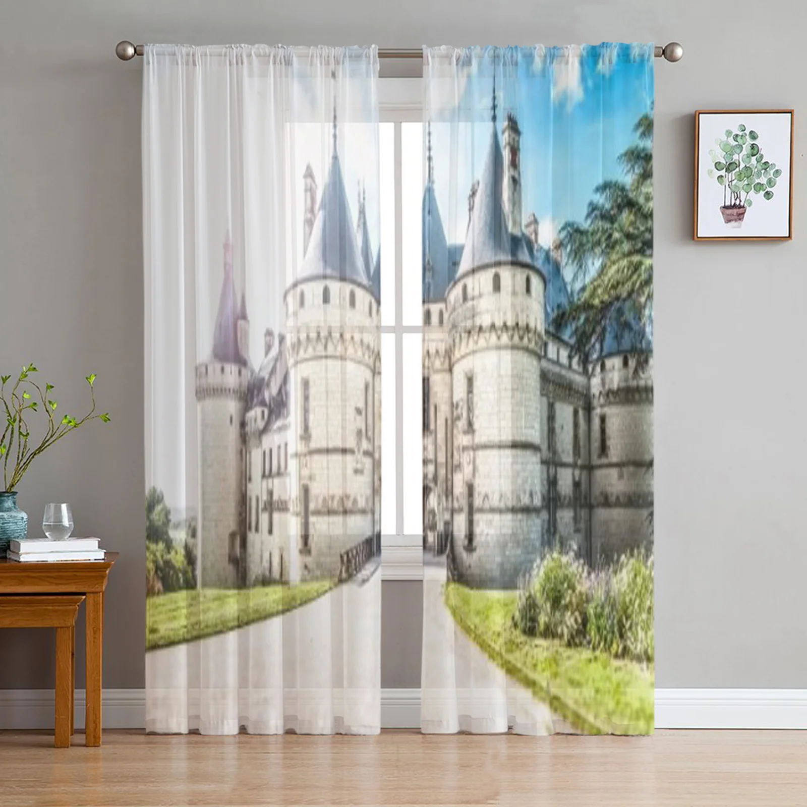 Grand Castle In France Europe Tulle Curtains For Living Room Sheer Curtain Bedroom Veil Organza Decorative Window Treatments