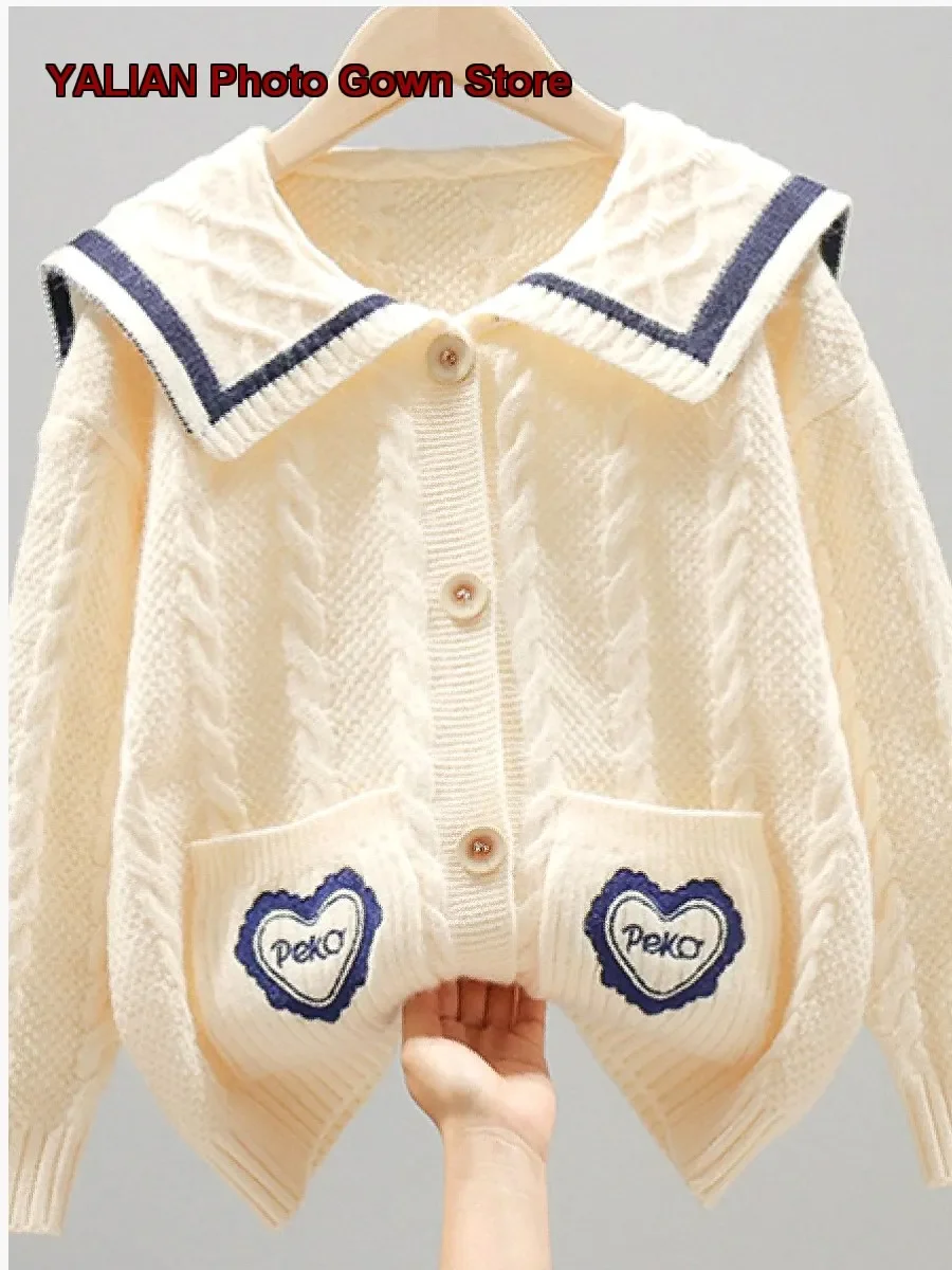 Boys Cardigan Spring Early Spring Kids Outerwear College Style Girl Knit Top Autumn Girls