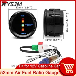 52mm Digital Air Fuel Ratio Gauge 20:1~10:1 Narrowband O2 Oxygen Sensor AFR Meter Fit for 12V Engine Car Gauge Holder