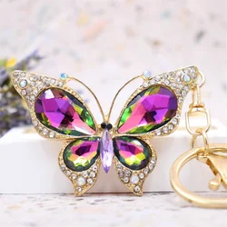 Fashion Rhinestone Butterfly Key Chains Rings Holder Crystal For Women Jewelry Bag Pendant For Car Keyrings Keychains