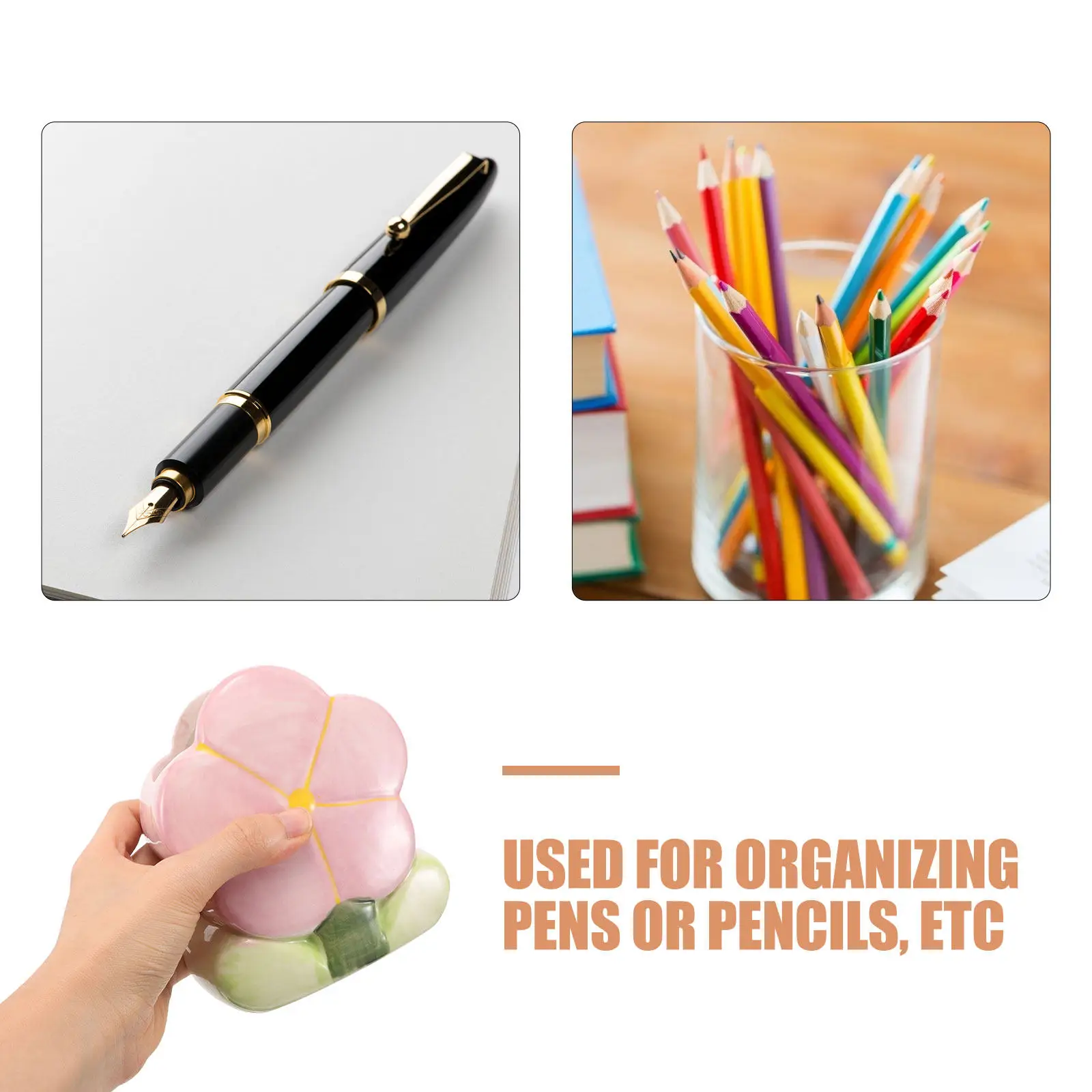 Flower Pen Holder Desk Organizer Artistic Floral Pencil Cup Stylish Desktop Accessory Creative Office Study Decor Gift Idea