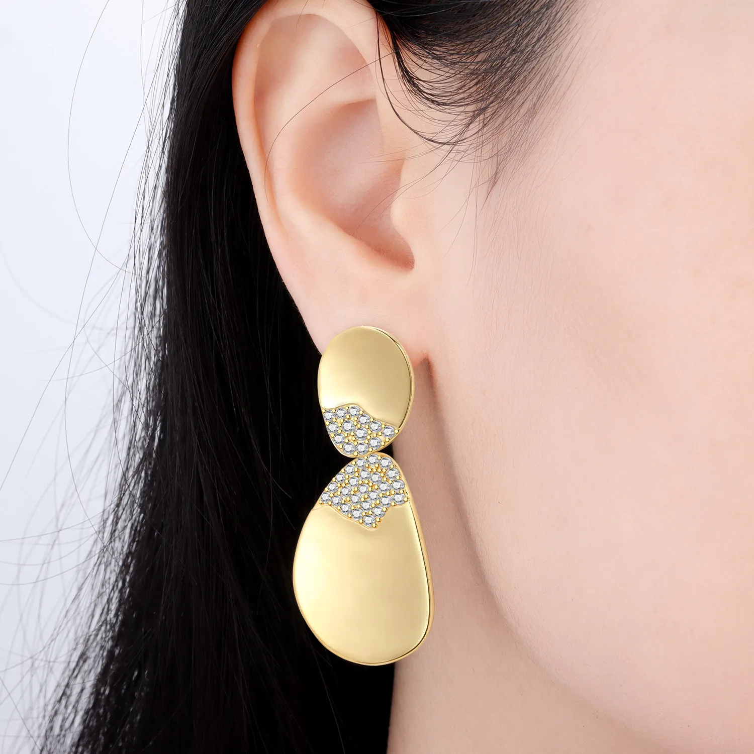 

Cycuff S925 Sterling Silver 18k Gold Minimalist Asymmetrical Stud Earrings For Lady S925 Jewelry Party Anniversary Trendy Gift