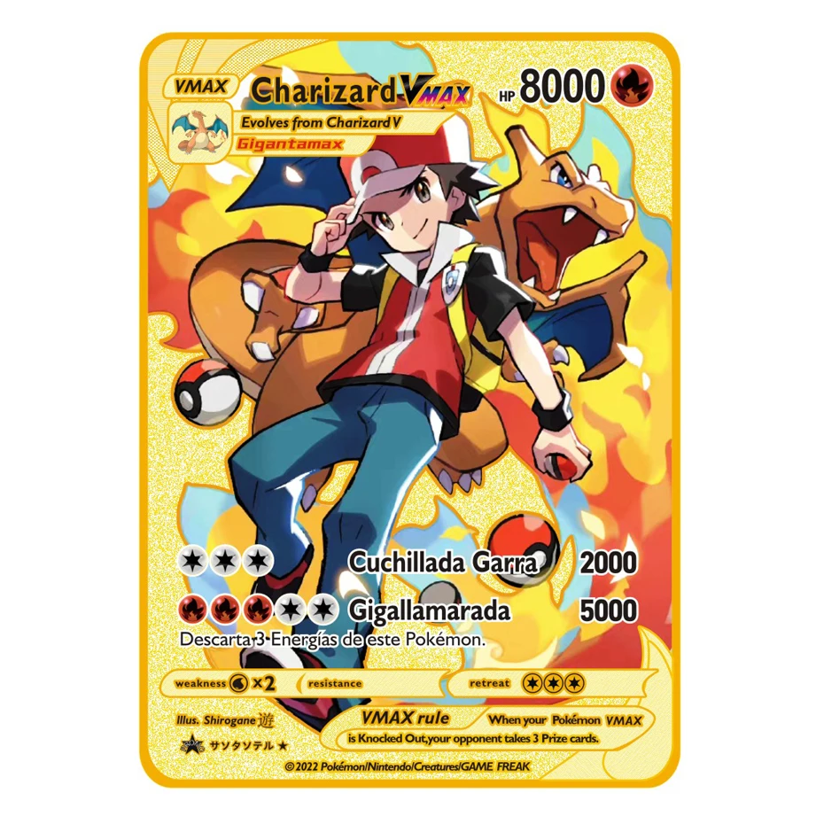 2026 NEUE Pokemon Metallkarte 10000 Punkte Arceus Glurak Superkarte Golden Englisch Mewtu Vmax GX EX Anime Sammelkarte Geschenk