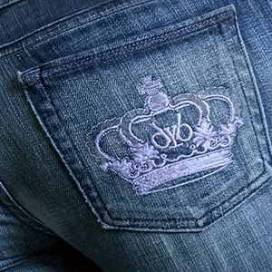 Calça micro alargada bordada de cintura ultrabaixa com bolso traseiro 6 principais vendas colete jeans feminino bordado - №5