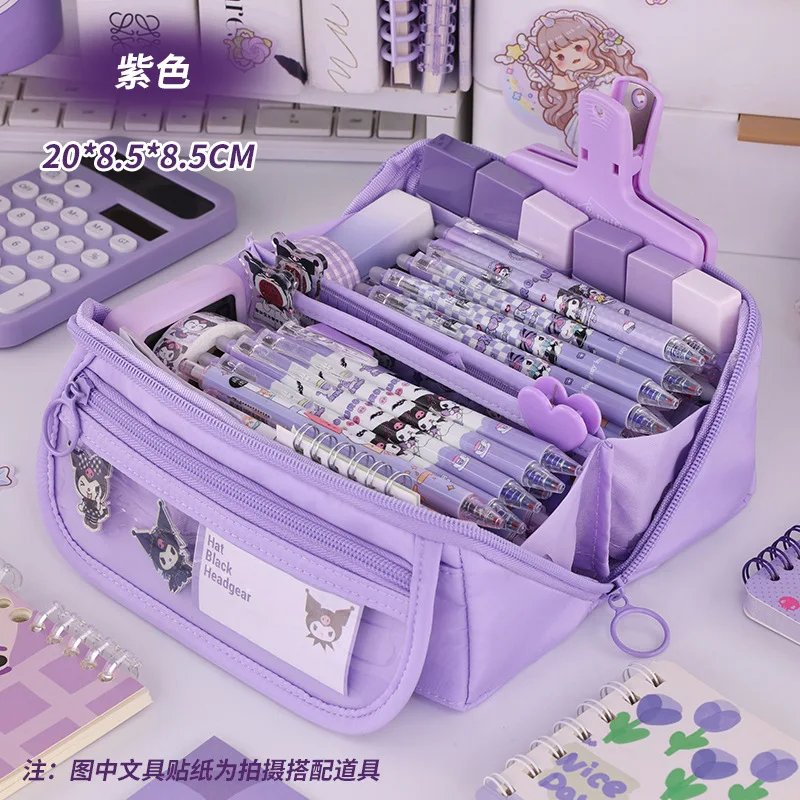 مقلمة ذات سعة كبيرة مع سحاب - حقيبة قرطاسية محمولة لتخزين اللوازم المدرسية والمكتبية للطلاب