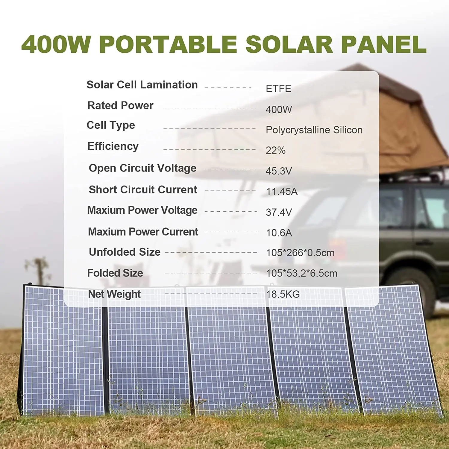 Imagem -02 - Allpowers-carregador Solar Portátil Impermeável Painel Solar Dobrável para Acampar rv Telhado de Jardim 400w 200w 140w 100w 60w