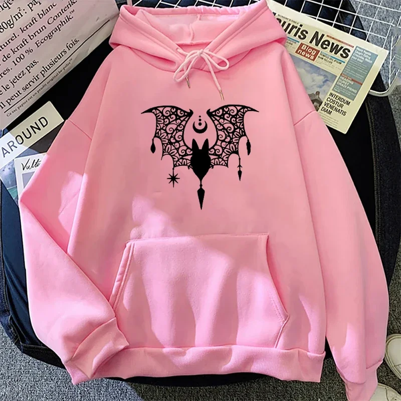 เสื้อฮู้ดลายค้างคาวผู้หญิงลำลองแฟชั่นเกาหลีเชือกรูด O-คอแขนยาวเสื้อสเวตเตอร์มีฮู้ดผู้หญิงเสื้อขนแกะเสื้อสวมหัว