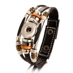 Luwellever Really 104 Original Genuine Leather Retro Fashion Bracelet 18mm Snap Button Bangle Charm Jewelry For Women Men Gifts