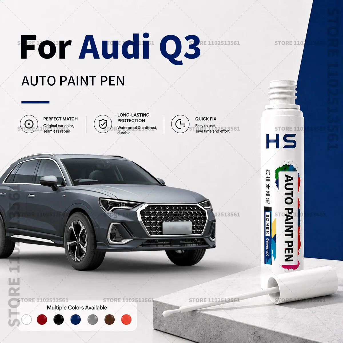 For Audi Q3 Touch Up Paint Pen – Quick Car Scratch Repair for Chips & Minor Scratches Ibis white Tango Red Florett silver Gray