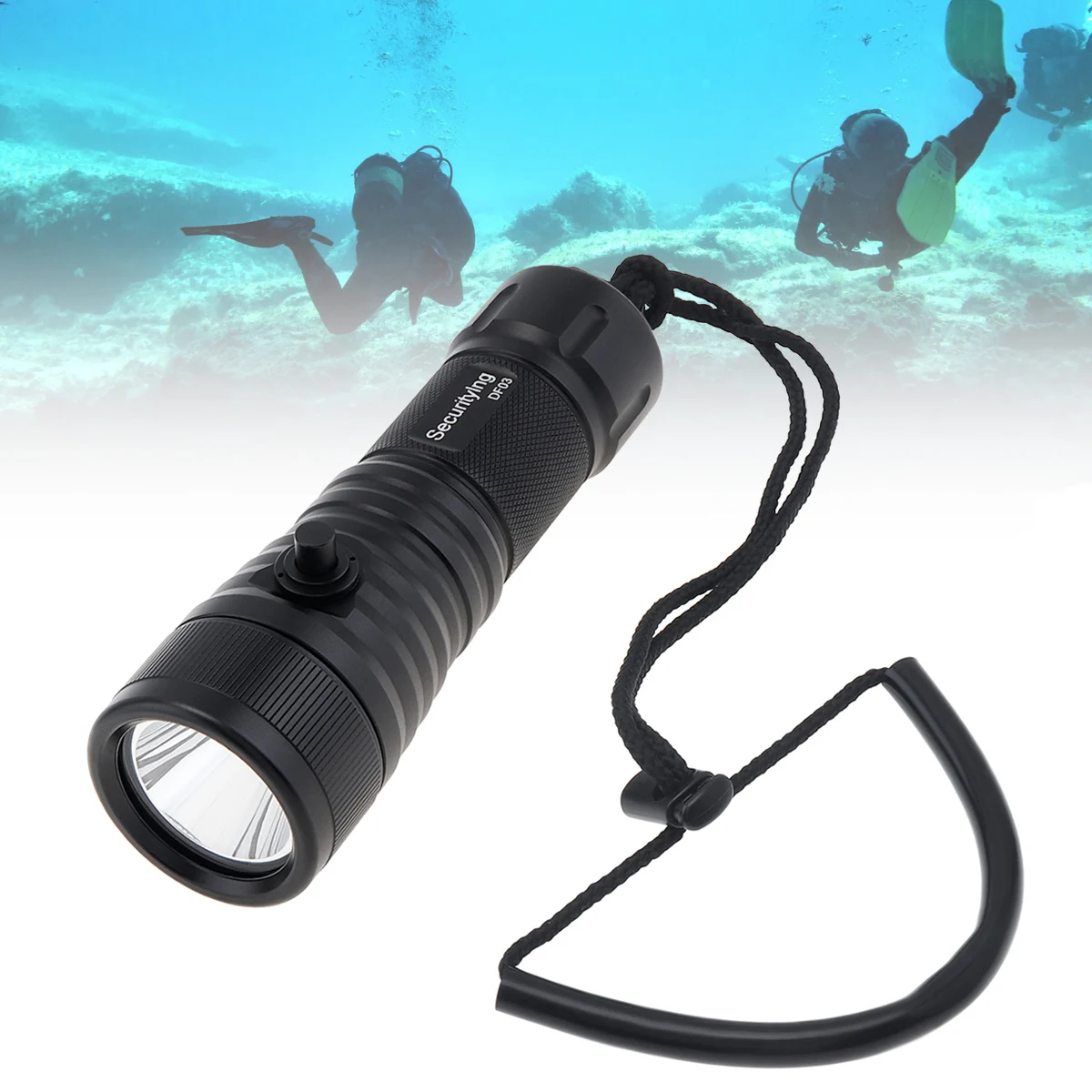 SecurityIng Underwater Diving Flashlight with 9 Degrees Narrow Beam 3000 Lumen SST70 LED 150M IP68 Waterproof Scuba Dive Torch